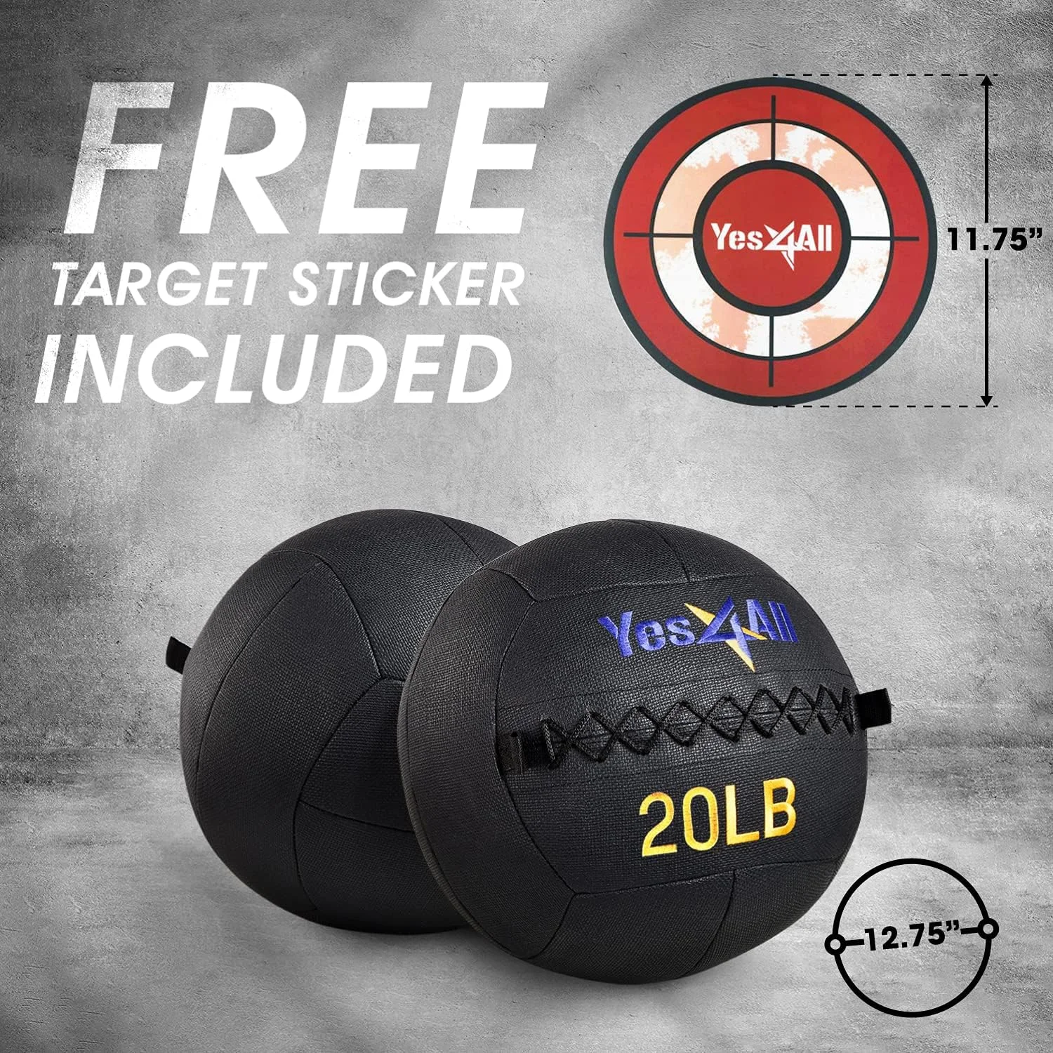 توپ دیواری Yes4All - توپ طبی نرم / توپ طبی دیواری برای تمرینات دینامیک کل بدن، در وزن های 3 کیلوگرم، 4.5 کیلوگرم، 5 کیلوگرم، 7 کیلوگرم، 8 کیلوگرم و 14 کیلوگرم