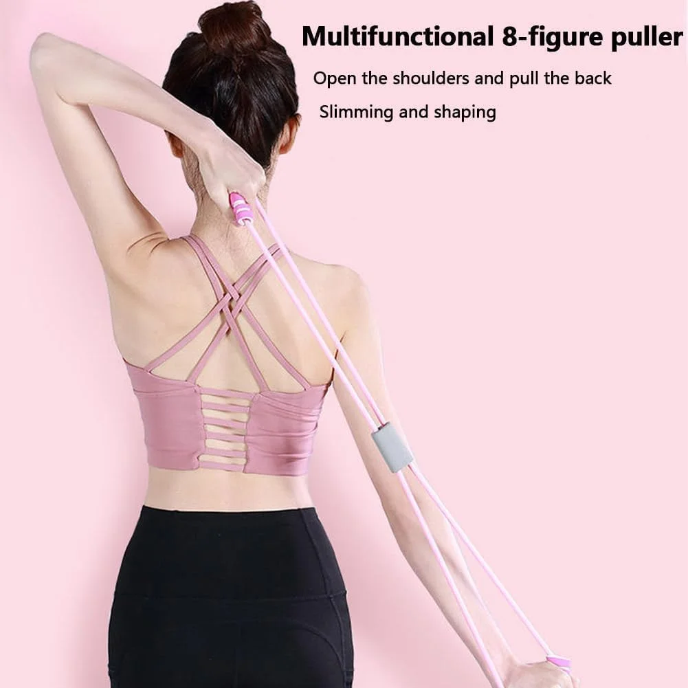 کش مقاومتی YelaJoy با دستگیره، طناب کششی الاستیک شکل 8 برای یوگا، تقویت کننده سینه، بند کششی تناسب اندام برای تمرینات کل بدن، مناسب برای خانه، باشگاه