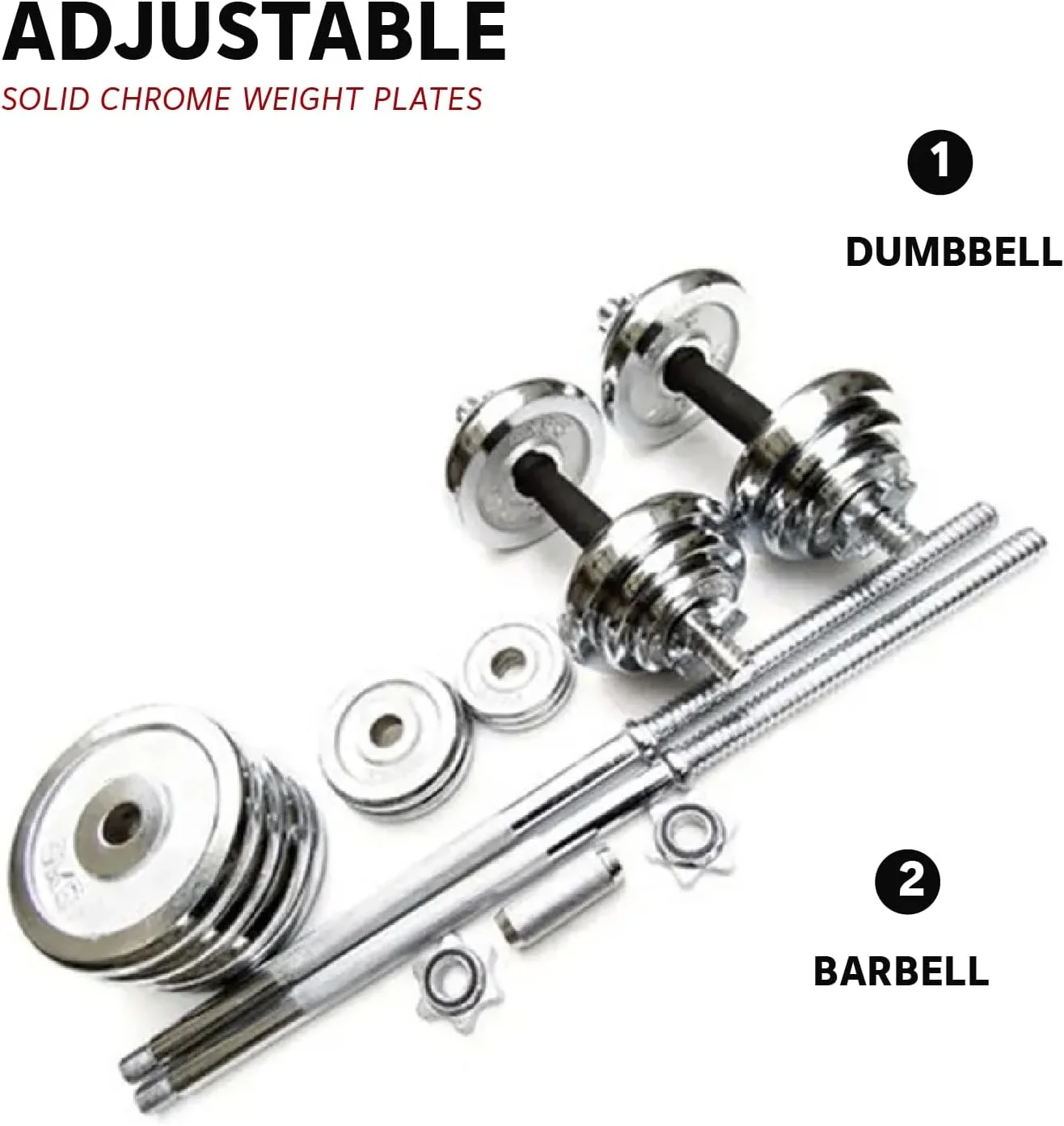 ست دمبل قابل تنظیم کرومی 50 کیلوگرمی YALLA HomeGym با جعبه حمل قابل حمل، دمبل هالتر 2 در 1 با میله اتصال، دمبل های وزنه برداری خانگی با دسته، ست وزنه آزاد برای مردان و زنان