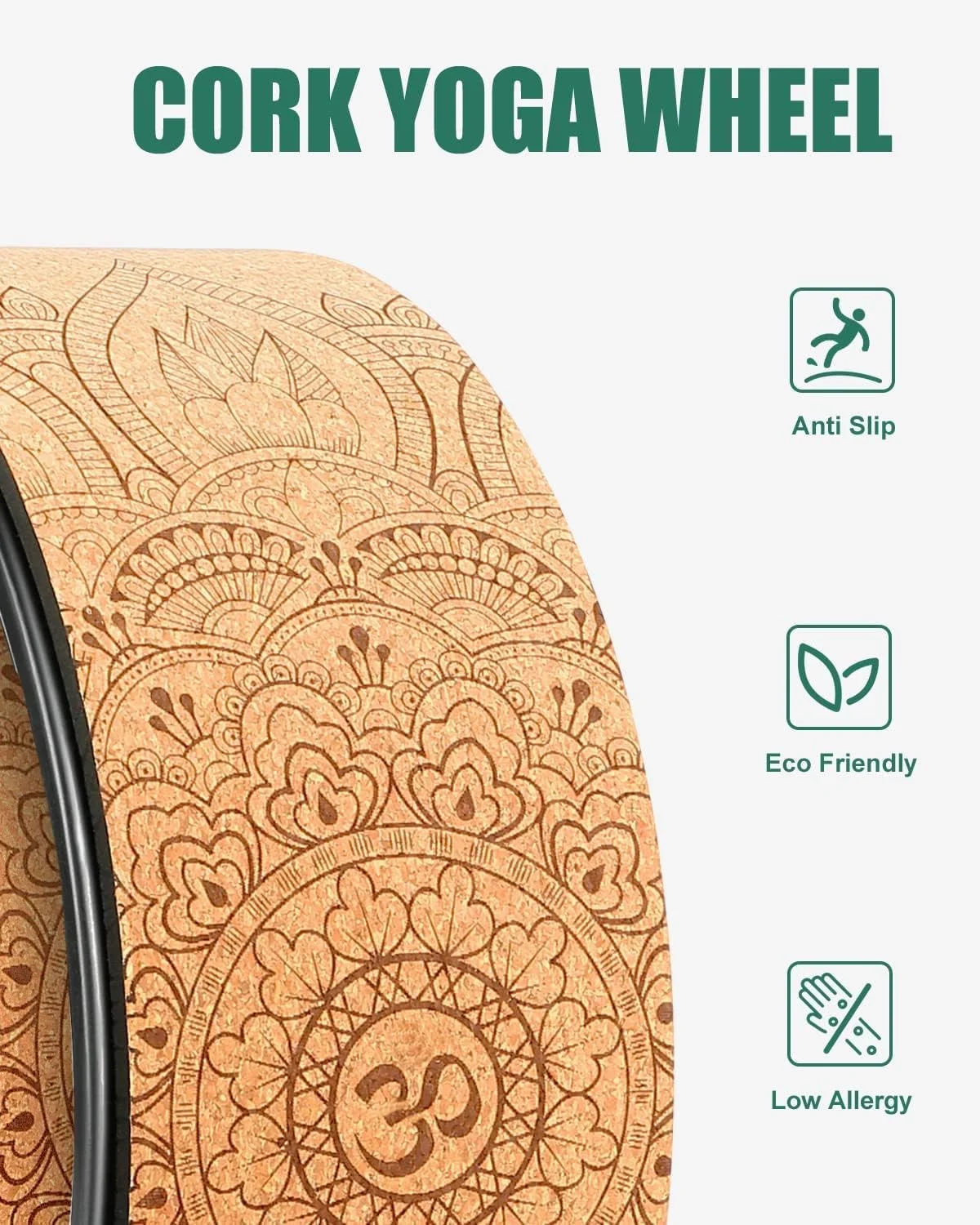 غلتک کششی پشت برای بهبود تحرک، چرخ یوگا دایره ای ضد لغزش برای ماساژهای تسکین درد، عضلات، پیلاتس، آرامش