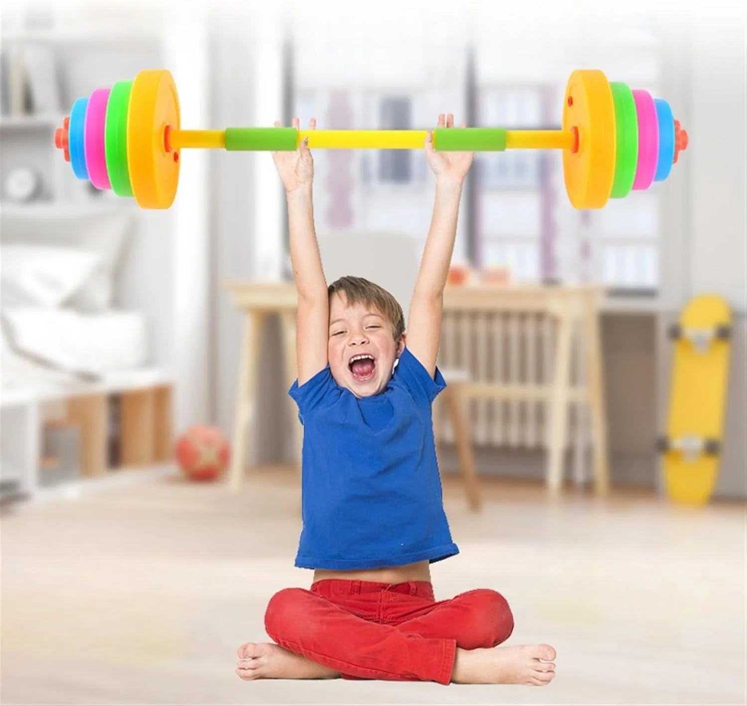 ست وزنه ورزشی فروشگاه وایت، تجهیزات تمرینی قابل تنظیم برای بازی تمرینی خیالی، باشگاه مبتدی، تناسب اندام، وزنه برداری و پاورلیفتینگ (هالتر)