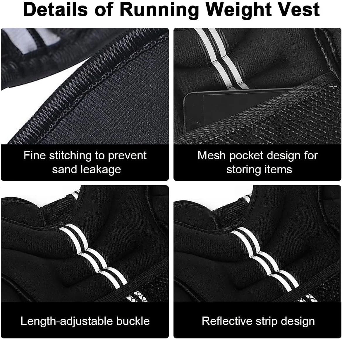 جلیقه وزنه دار ورزشی برای بدن 10، 8، 5 کیلوگرم، جلیقه تمرین قدرتی، ژاکت وزنه دار تمرینی با نوار بازتابنده و بند قابل تنظیم برای تناسب اندام، بوکس، دویدن، باشگاه، عضله سازی