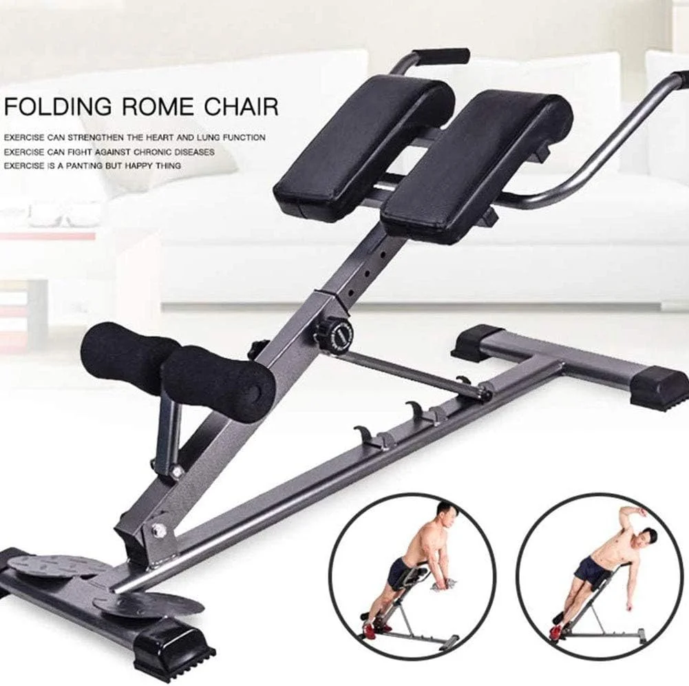 نیمکت رومی قابل تنظیم برای تقویت عضلات شکم (مشکی/خاکستری)