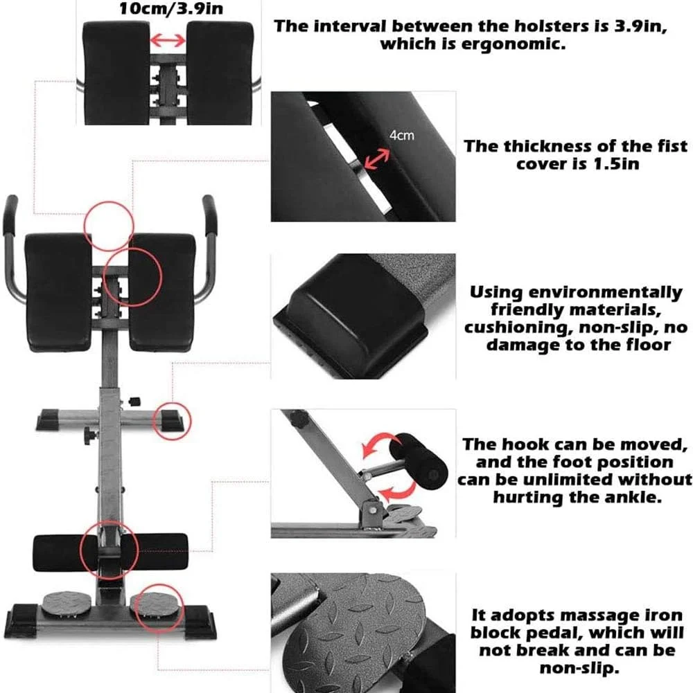 نیمکت رومی قابل تنظیم برای تقویت عضلات شکم (مشکی/خاکستری)