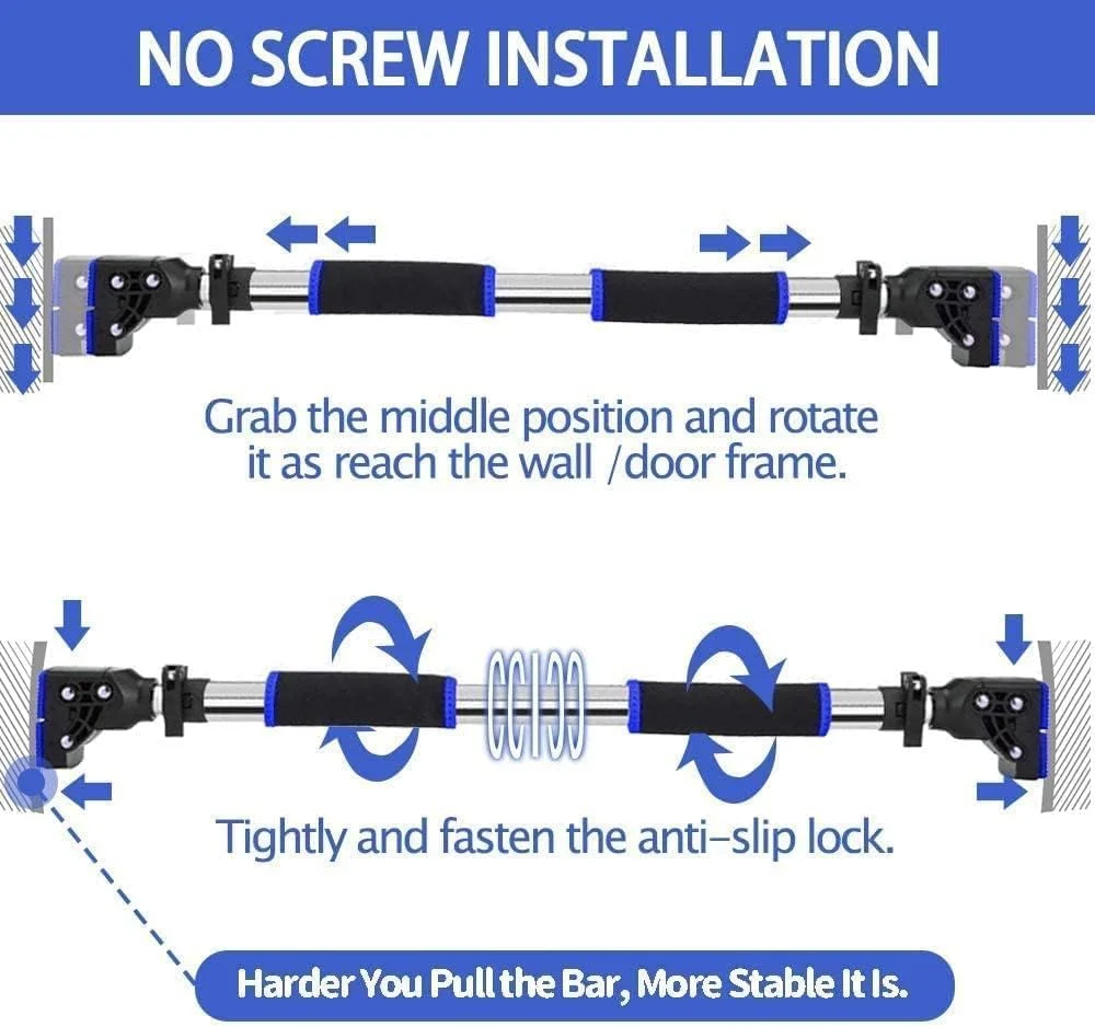میله بارفیکس درب WAMBORY، میله چانه با قفل عرض قابل تنظیم، بدون پیچ، تمرین بالاتنه، تجهیزات تمرین قدرتی برای باشگاه های خانگی
