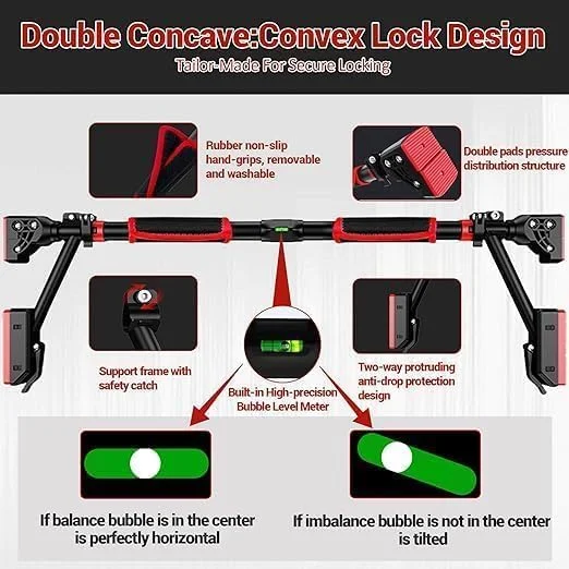 بارفیکس برای چارچوب در، میله های تمرین بالاتنه، بارفیکس قابل تنظیم عرض - بدون پیچ، چند منظوره مناسب برای تمرینات تناسب اندام در خانه