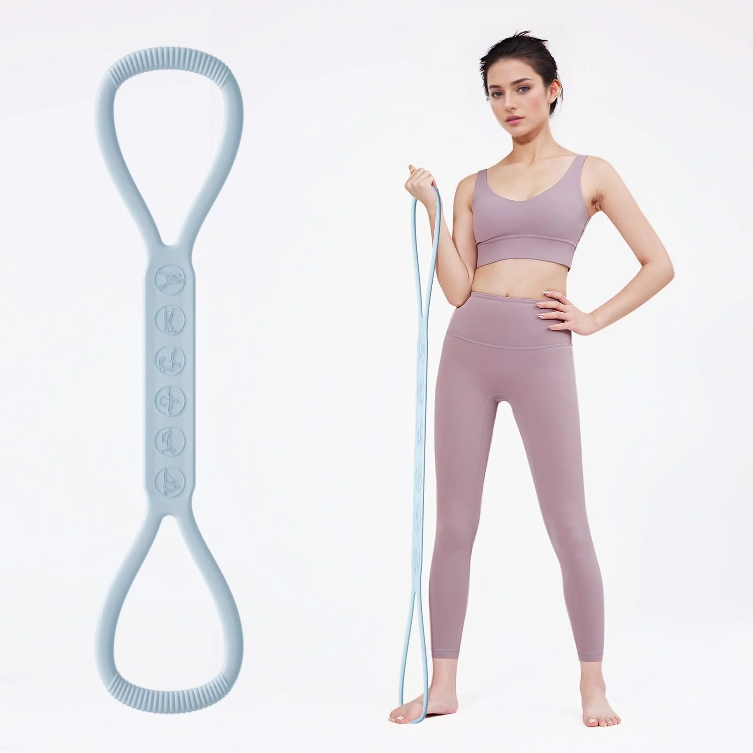 کش ورزشی فیگور 8 ارتقا یافته با دسته، 3 سطح (15/25/35 پوند) نوارهای سیلیکونی برای فیزیوتراپی، تمرینات بازو، پشت، شانه و سینه در خانه، تجهیزات تناسب اندام قابل حمل برای زنان/مردان/کودکان