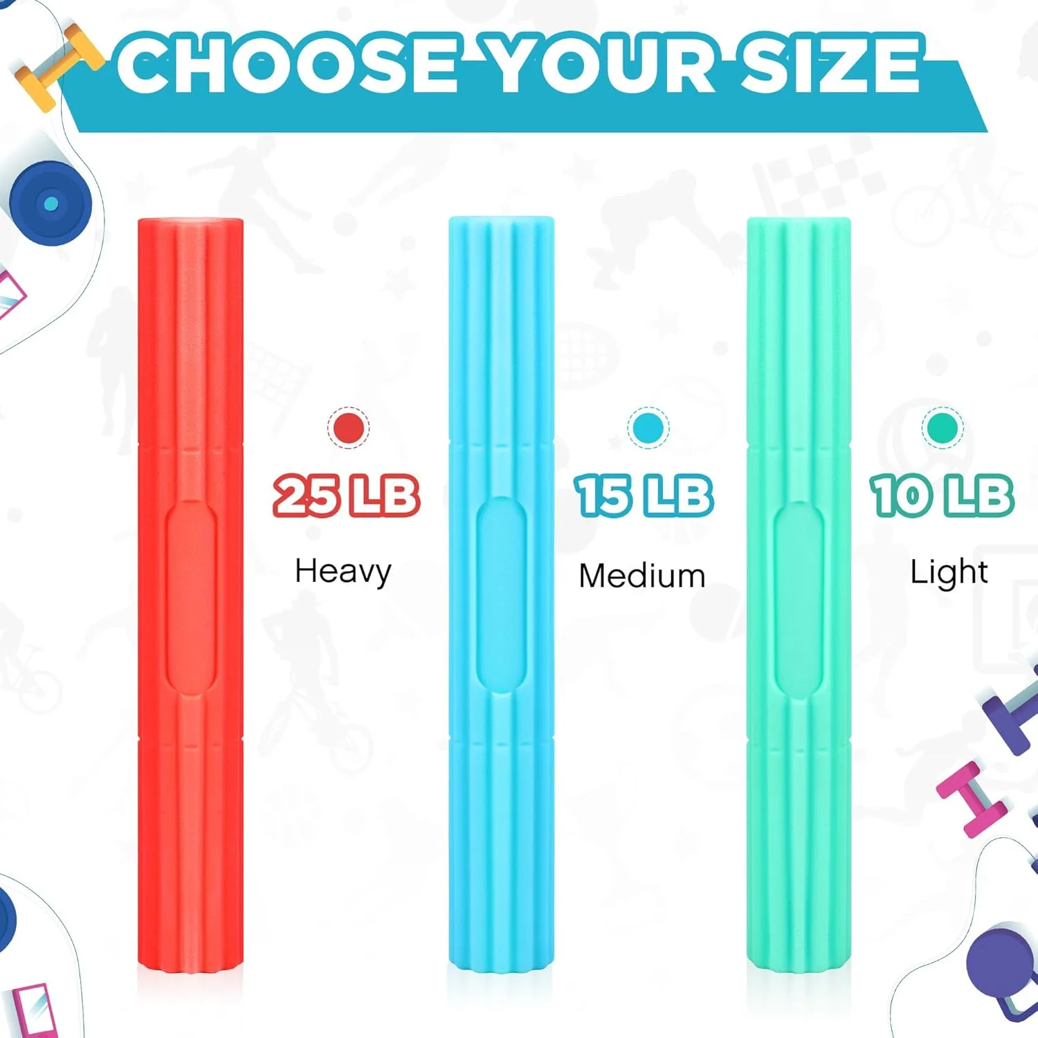 ست 3 عددی میله های تمرین مقاومتی متغیر برای بازو، تسکین استرس و درمان، میله های تمرین چرخشی دست برای تسکین درد مفاصل و بهبود قدرت گرفتن - ایده آل برای تنیس، گلف، مچ دست، ساعد - 3 رنگ