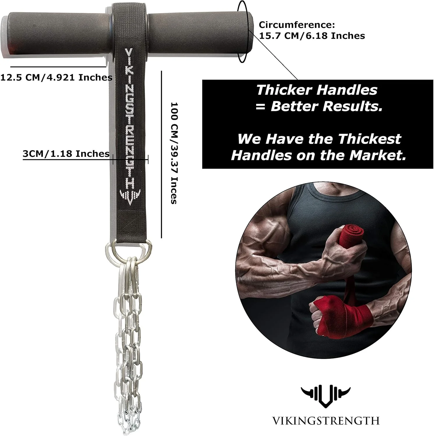 تقویت کننده مچ و ساعد وایکینگ استرنگث - دستگیره های ضخیم برای تقویت عضلات ساعد. غلتک مچ دست ضخیم برای عضله سازی و جلوگیری از آسیب دیدگی + برنامه تمرینی V-Strength تقویت کننده مچ و ساعد وایکینگ استرنگث - دستگیره های ضخیم برای تقویت عضلات ساعد. غلتک مچ دست ضخیم برای عضله سازی و جلوگیری از آسیب دیدگی + برنامه تمرینی V-Strength