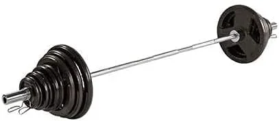 ست هالتر المپیک ULTIMAX با صفحه وزنه لاستیکی سه دستگیره برای تمرینات بدنسازی در خانه، وزنه برداری و تمرینات قدرتی