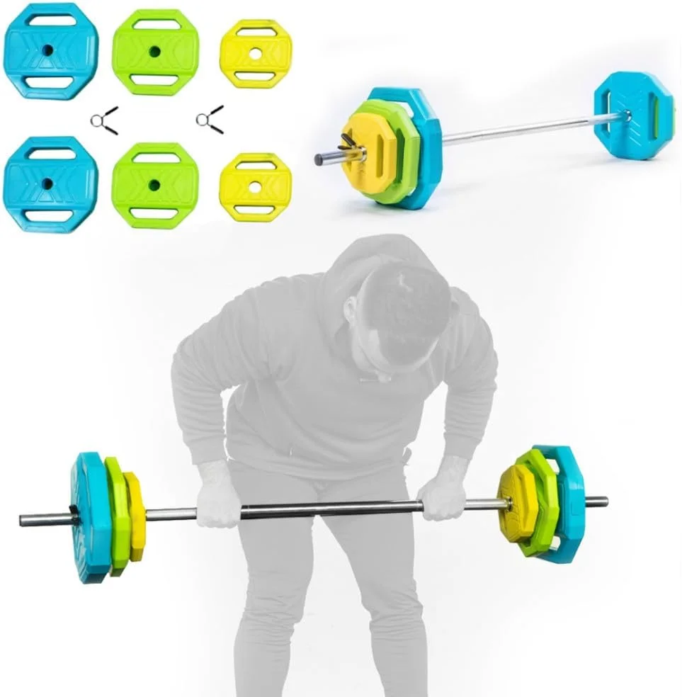 ست هالتر ورزشی ULTIMAX، صفحه‌های روکش‌دار لاستیکی رنگی، کیت بادی پامپ، تجهیزات ورزشی برای باشگاه خانگی