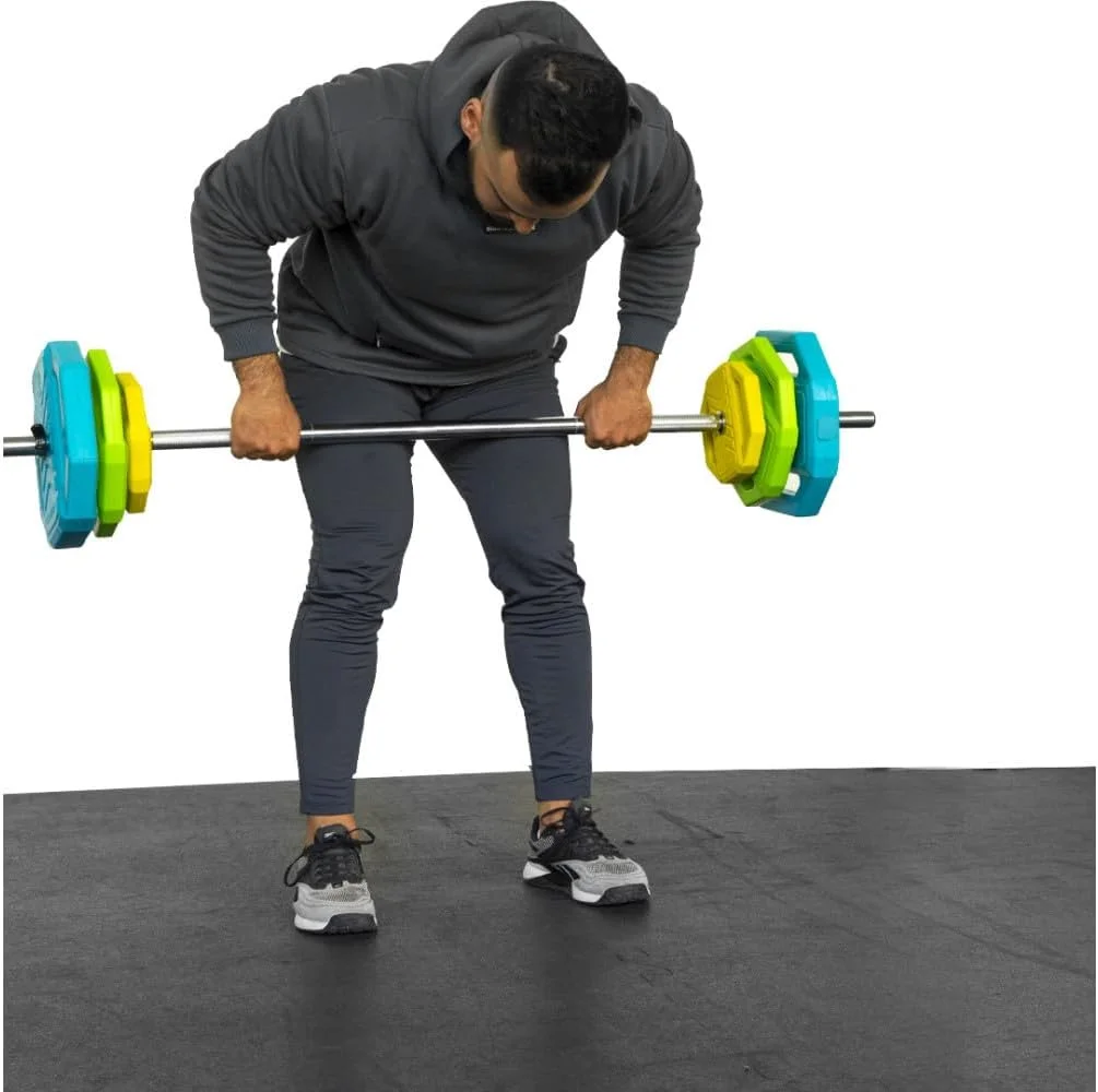 ست هالتر ورزشی ULTIMAX، صفحه‌های روکش‌دار لاستیکی رنگی، کیت بادی پامپ، تجهیزات ورزشی برای باشگاه خانگی