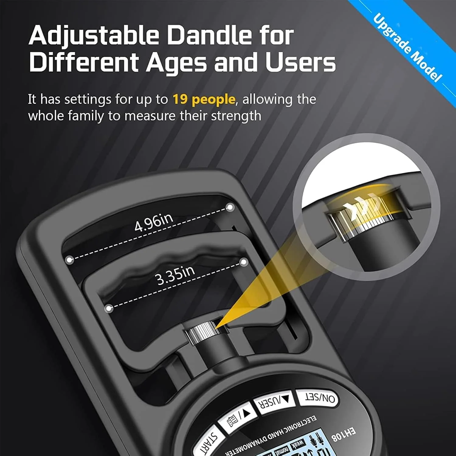 دینامومتر دستی TERRIFI - تقویت کننده قدرت دست دیجیتال، تمرین دهنده دست، ابزار اندازه گیری دیجیتال قدرت دست برای استفاده ورزشی، خانگی و مدرسه، 120 کیلوگرم
