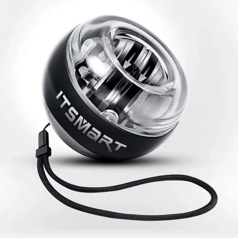 توپ مچی، توپ قدرتی ژیروسکوپی، توپ ژیروسکوپی گریز از مرکز خود راه انداز بی صدا، برای تمرین دهنده قدرت بازوی نیروی گرفتن انگشت، برای کاهش استرس، طلای پلاتینی، با چراغ های رنگی و طناب مچی، 270 گرم