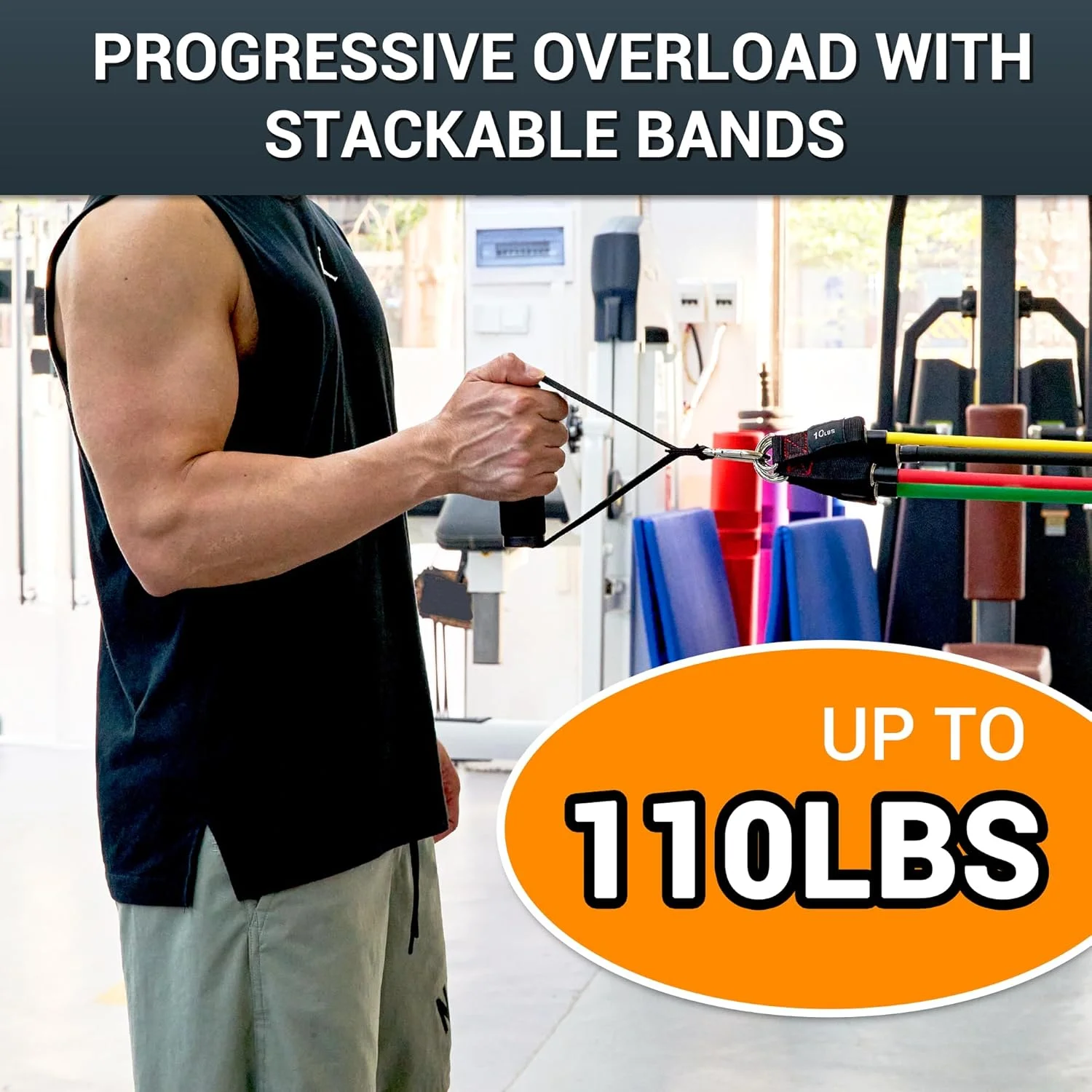 کش های مقاومتی ورزشی TheFitLife با دسته - 5 کش تمرینی قابل انباشته تا 50/70 کیلوگرم، لوله های تمرینی با دسته های بزرگ، بند های مچ پا، اتصال لنگر درب، کیف حمل