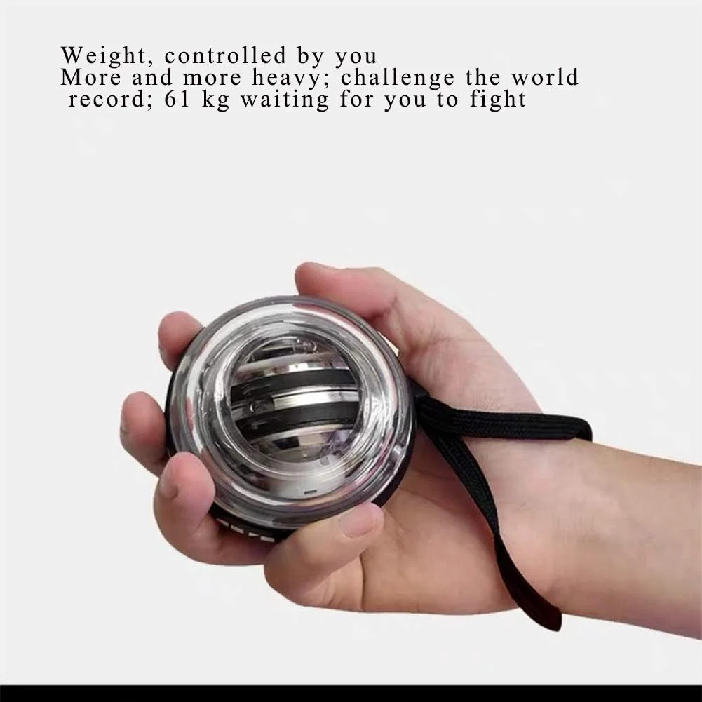 توپ مچی، توپ قدرتی ژیروسکوپی، توپ ژیروسکوپی گریز از مرکز خود راه انداز بی صدا، برای تمرین دهنده قدرت بازوی نیروی گرفتن انگشت، برای کاهش استرس، طلای پلاتینی، با چراغ های رنگی و طناب مچی، 270 گرم