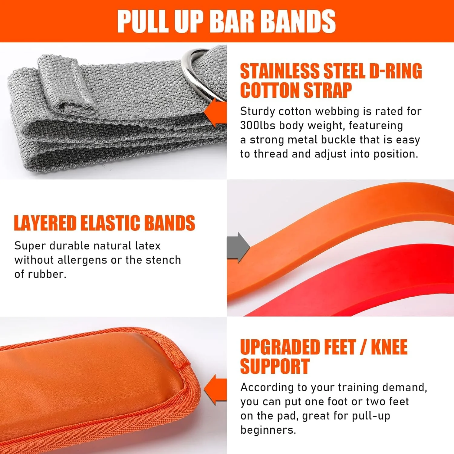 بندهای کمکی بارفیکس TERRIFI، 40-60 کیلوگرم، بند مقاومتی سنگین برای کمک به بارفیکس، سایز وزن قابل تنظیم با تکیه گاه پارچه ای پا/زانو برای چانه بالا، پاورلیفتینگ، تمرینات قدرتی