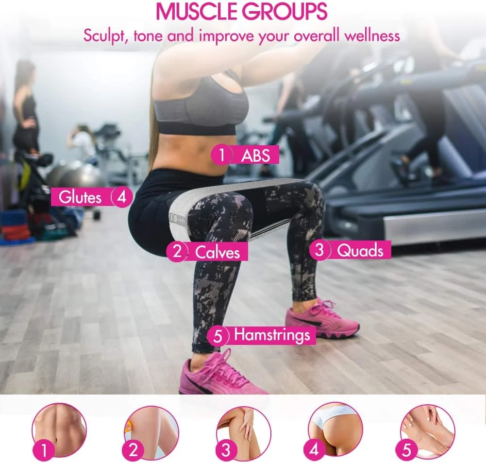 کش های مقاومتی Te-Rich، کش های پارچه ای باسن برای زنان، کش های حلقه ای مقاومتی پارچه ای، کش های ضخیم ضد لغزش اسکات برای باسن، پاها، ران، لگن و تمرینات سرینی