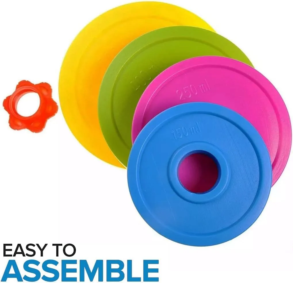 ست دمبل ورزشی کودکان، 2 عدد اسباب بازی تجهیزات بدنسازی برای بازی وانمودی تمرینات ورزشی، وزنه های قابل تنظیم پر شده با آب یا شن