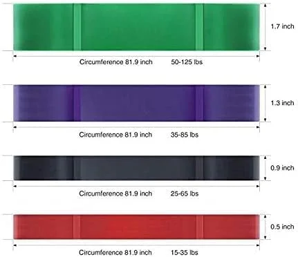 بندهای کمکی بارفیکس N|C، بندهای کششی مقاومتی، بندهای حرکتی، بندهای تمرین پاورلیفتینگ 208 سانتی متر (مجموعه 4 عددی)