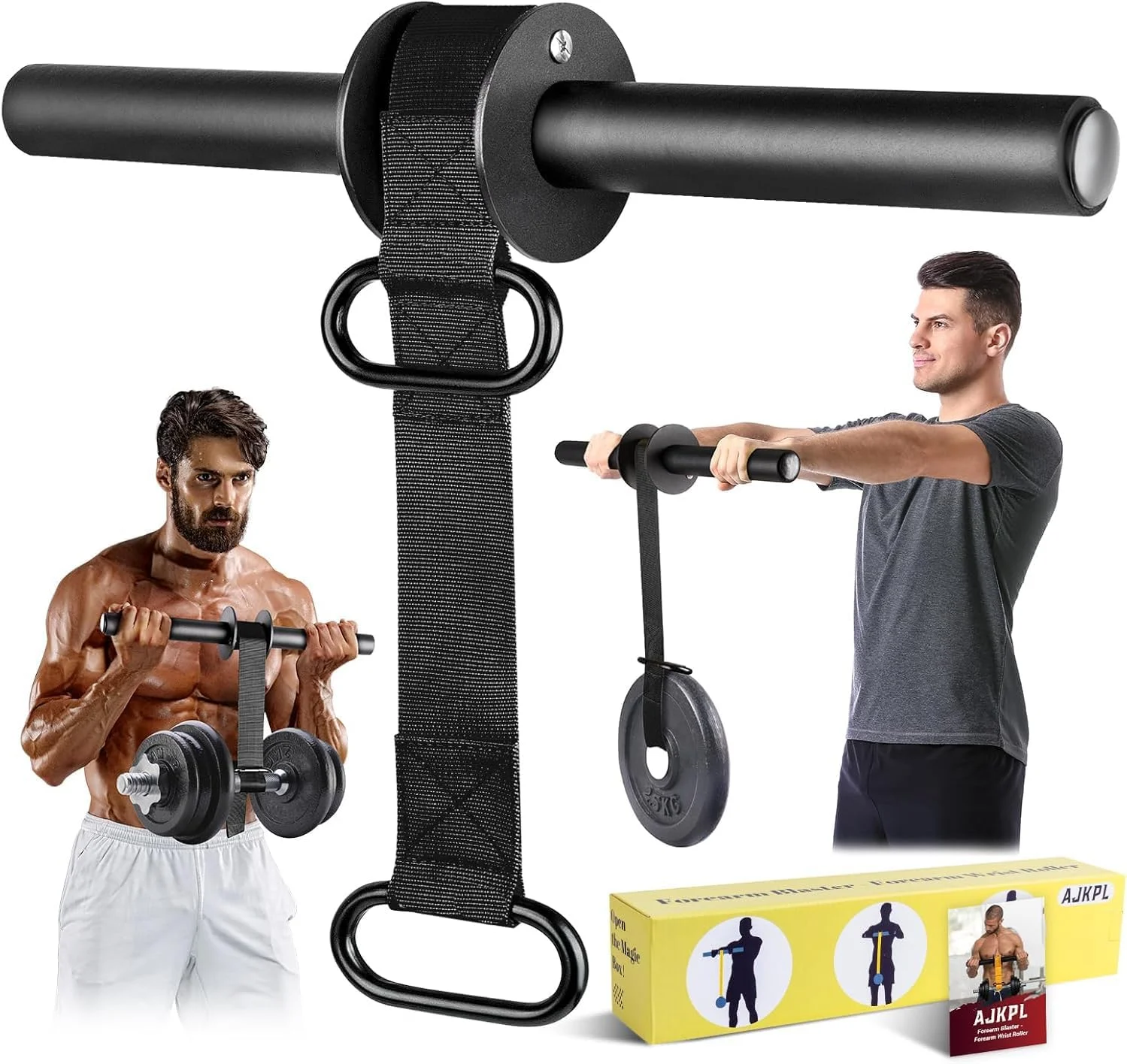 تقویت کننده ساعد و مچ، تسمه نایلونی فوق العاده قوی با مکانیزم قفل سریع، دسته های بادوام ضد لغزش برای تمرینات قدرتی موثر (مشکی)