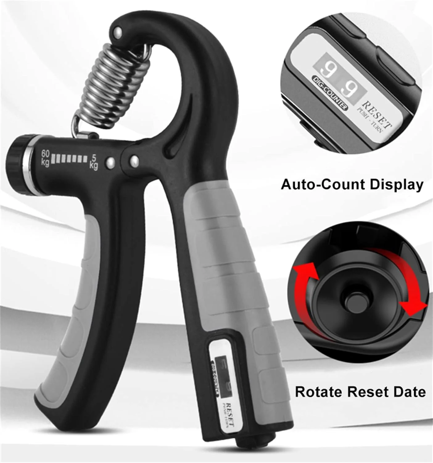 تقویت کننده قدرت مچ دست، تمرین دهنده ساعد، مقاومت قابل تنظیم 10-60 کیلوگرم، گریپر ضد لغزش، برای ورزشکاران جهت عضله سازی و بهبود آسیب دیدگی