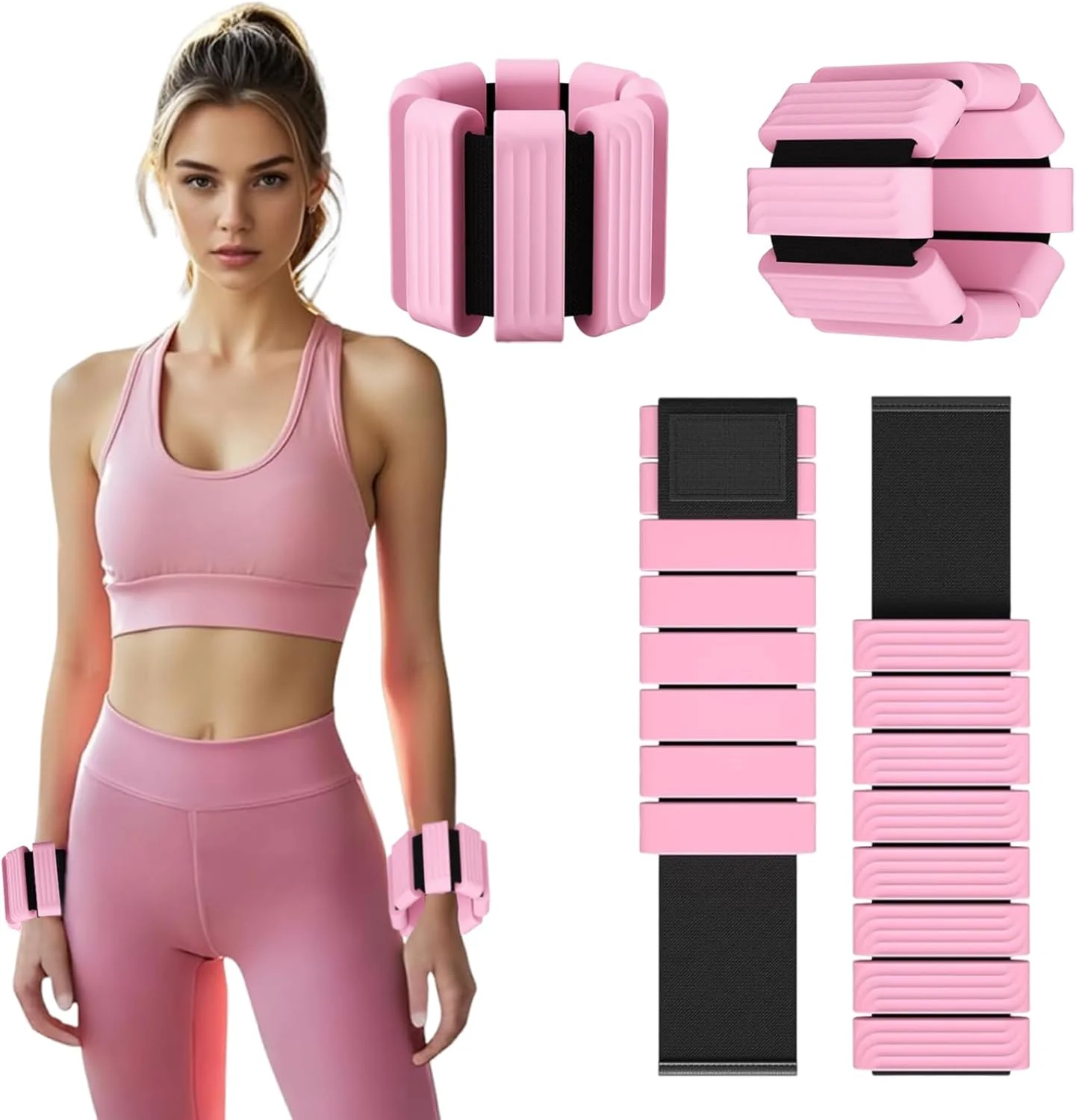 وزنه های مچ دست و مچ پا برای پیلاتس - باندهای وزنه دار قابل تنظیم برای آقایان، وزنه های 2 پوندی بازو و پا برای پیاده روی، یوگا، تمرین، ورزش، دویدن، ست 2 عددی (1 پوند هر کدام)