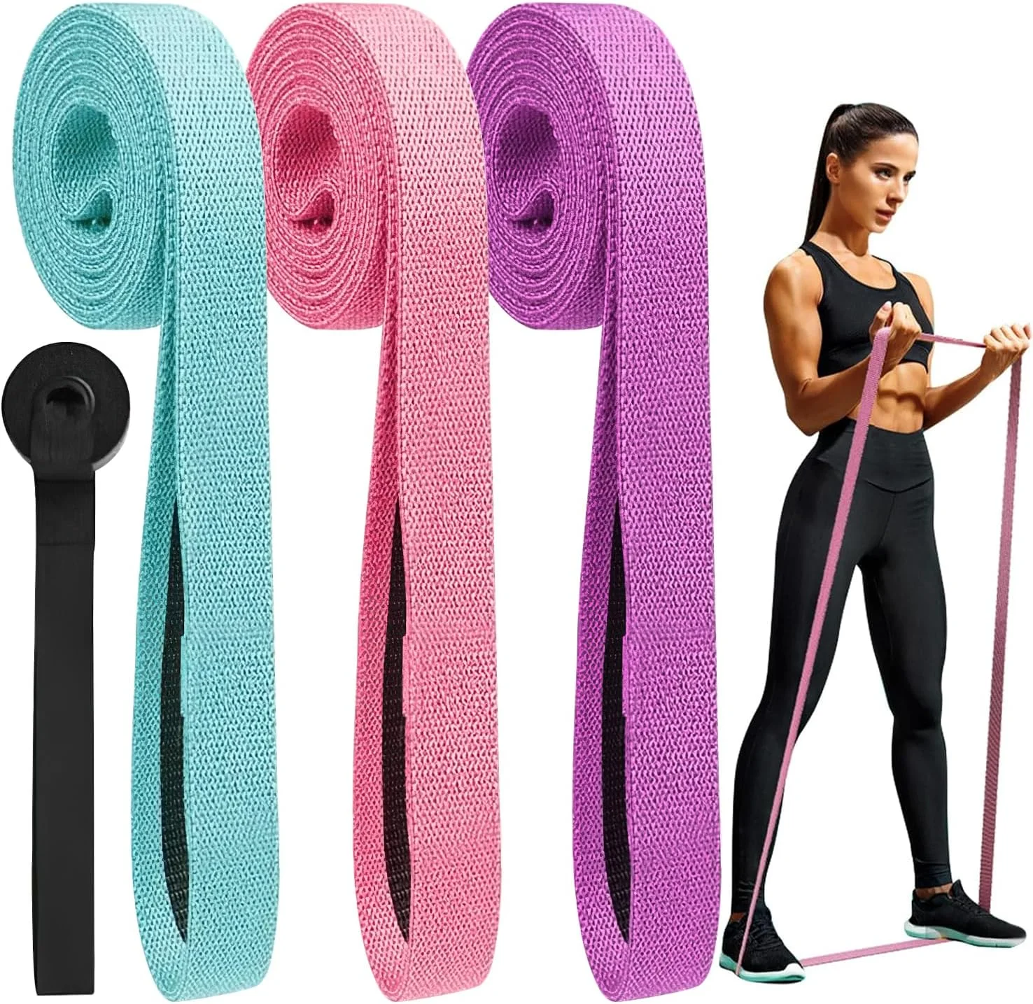 ست ۳ عددی کش مقاومتی STAYOUNG - کش های پارچه ای بلند برای تمرینات ورزشی بانوان و آقایان، کش های ورزشی برای تناسب اندام در خانه، یوگا، پیلاتس