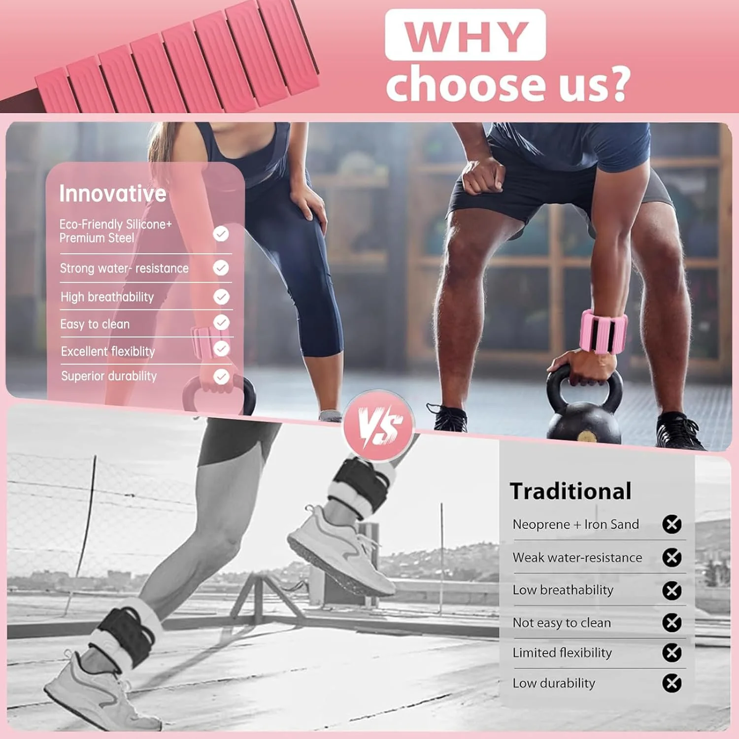 وزنه های مچ دست و مچ پا برای پیلاتس - باندهای وزنه دار قابل تنظیم برای آقایان، وزنه های 2 پوندی بازو و پا برای پیاده روی، یوگا، تمرین، ورزش، دویدن، ست 2 عددی (1 پوند هر کدام)