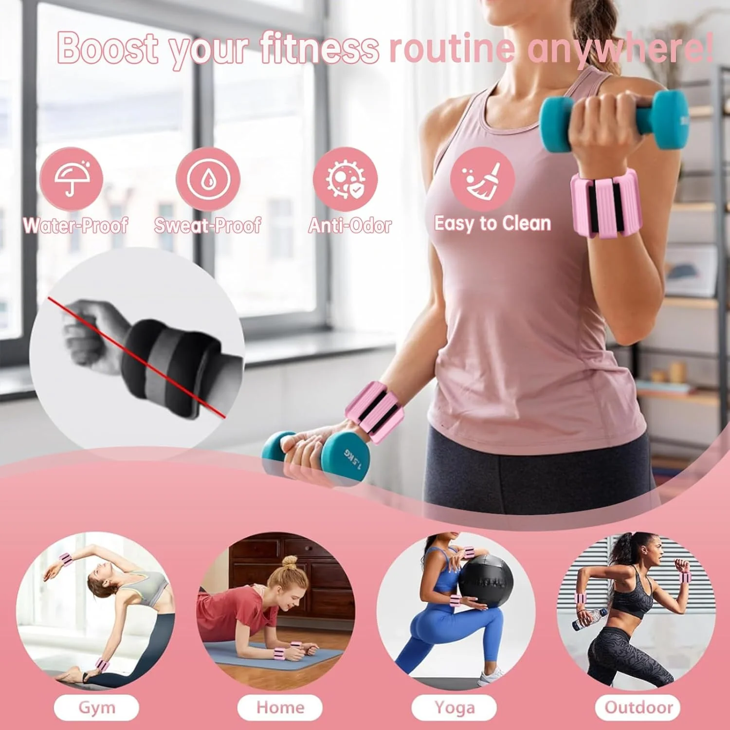 وزنه های مچ دست و مچ پا برای پیلاتس - باندهای وزنه دار قابل تنظیم برای آقایان، وزنه های 2 پوندی بازو و پا برای پیاده روی، یوگا، تمرین، ورزش، دویدن، ست 2 عددی (1 پوند هر کدام)