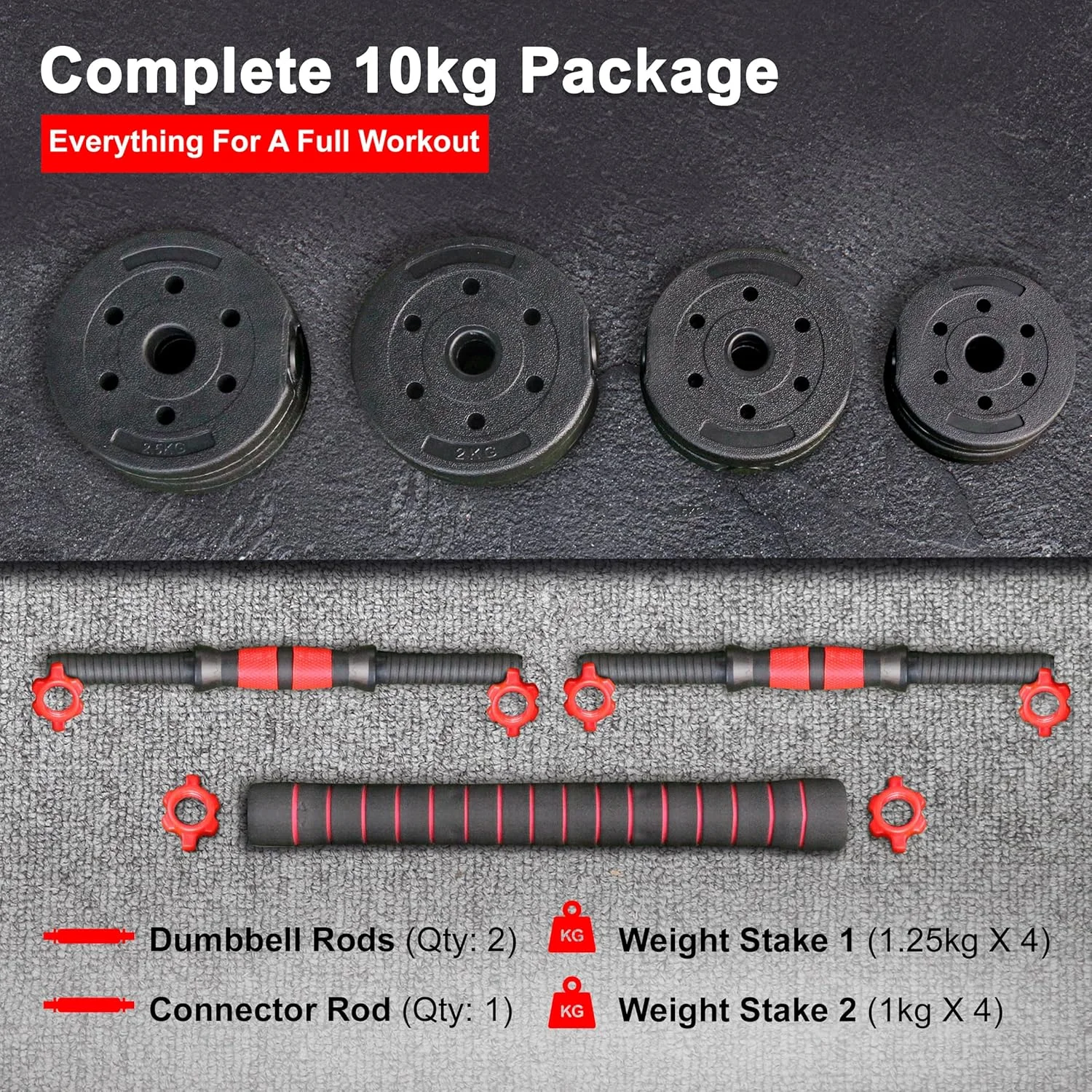 ست دمبل/هالتر 2 در 1 سری SCD اسپارنود فیتنس - مونتاژ آسان 3 مرحله ای با میله اتصال، وزنه های سازگار با محیط زیست، دمبل های بتنی با روکش PVC، دستگیره ضد لغزش، تناسب اندام کامل در خانه