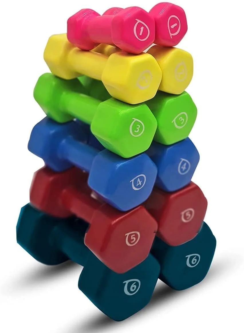 دمبل های شش ضلعی وینیل ضد لغزش و ضد غلتش اسپارنود فیتنس برای تمرین، ورزش و تناسب اندام (1 کیلوگرم (جفت)، جامد)