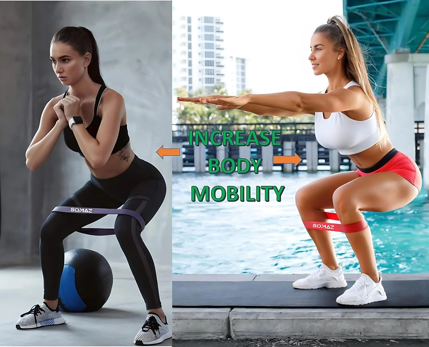 کش های مقاومتی SOMAZ، کش های لاستیکی نشکن 100% لاتکس طبیعی، تناسب اندام در خانه، کشش، تمرینات قدرتی، فیزیوتراپی، کش های باسن برای اسکات، یوگا، کش های حلقه ای تمرین