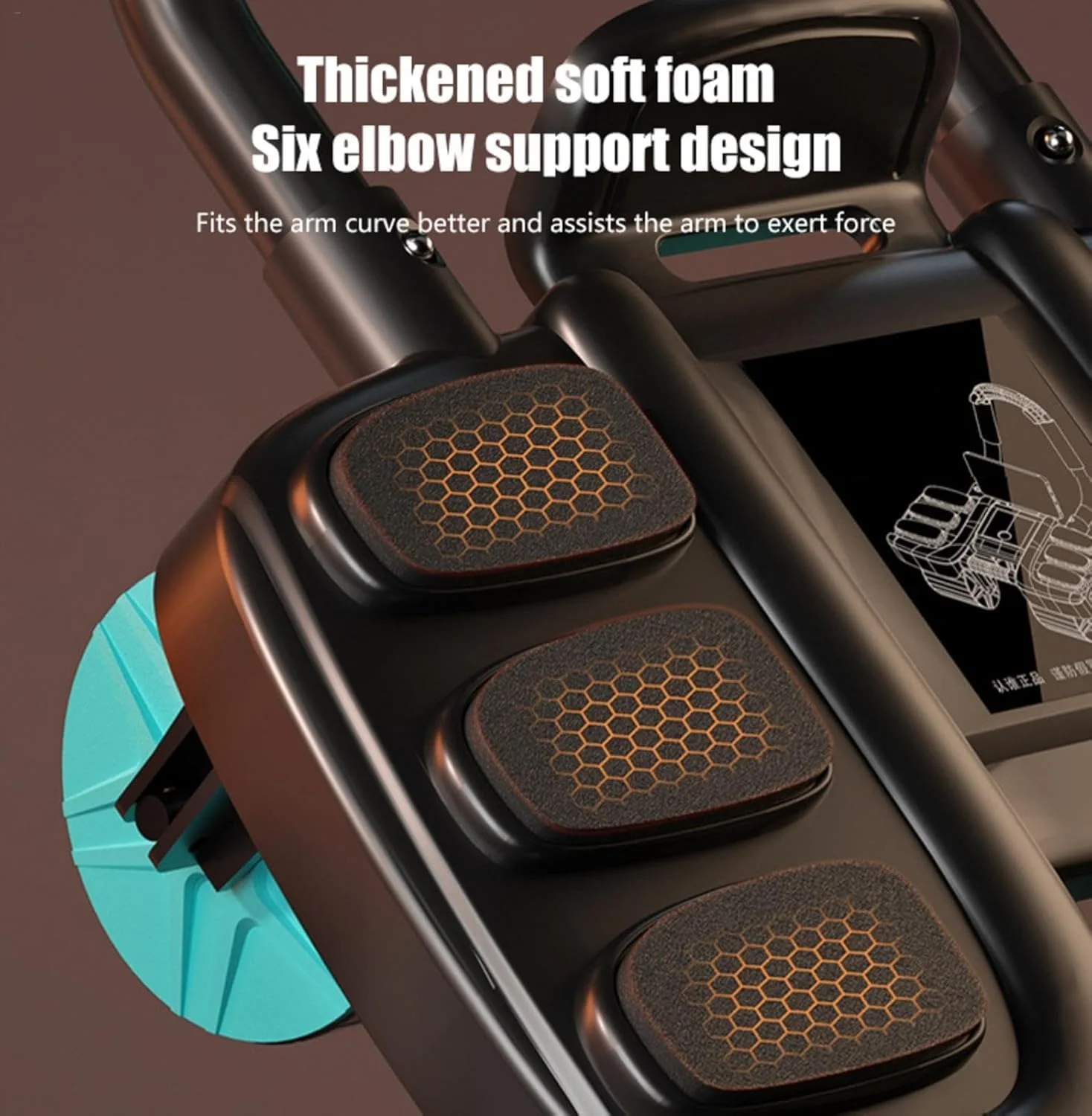 غلتک شکم اتوماتیک با قابلیت بازگشت خودکار SKY-TOUCH با 4 چرخ - تقویت کننده نهایی عضلات مرکزی بدن با پشتیبانی آرنج، زیرانداز زانو و تایمر برای تمرینات موثر شکم، 36 * 23 * 25 سانتی متر، مشکی