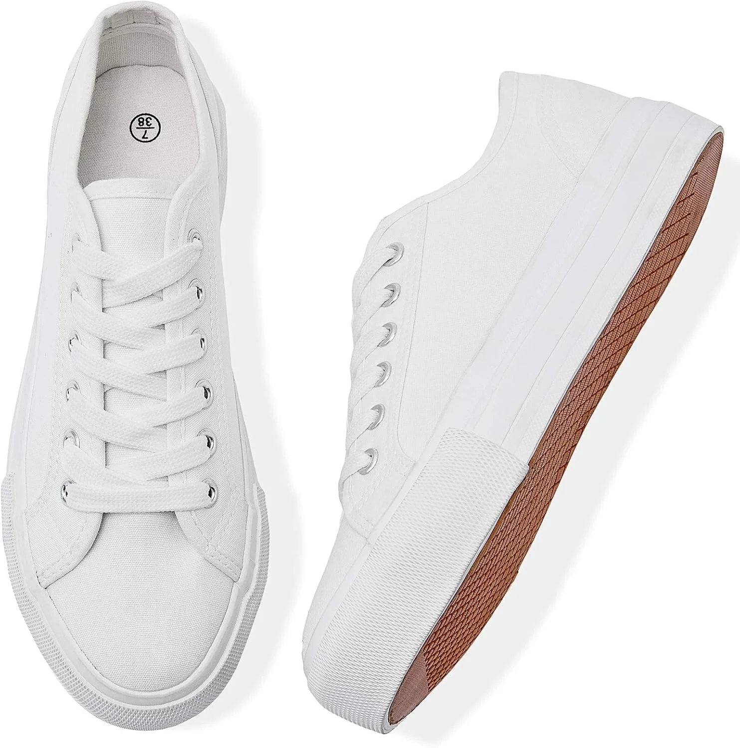 کفش کتانی پلتفرم سفید زنانه، کفش تنیس پلتفرم مشکی، کفش کتانی بند دار غیر رسمی، کفش پیاده روی بوم تخت