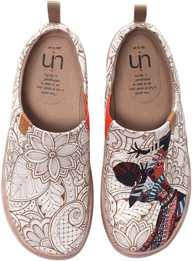 کفش‌های تخت زنانه UIN، کالج، بدون بند، مناسب پیاده‌روی، مسافرت، بوم سبک وزن، راحت، طرح هنری