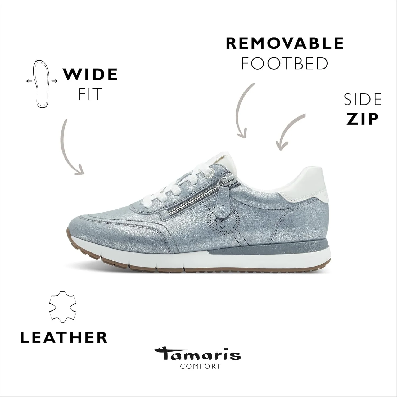 کفش کتانی تخت زنانه تاماریس Comfort مدل بند دار با زیپ کفش کتانی تخت زنانه تاماریس Comfort مدل بند دار با زیپ