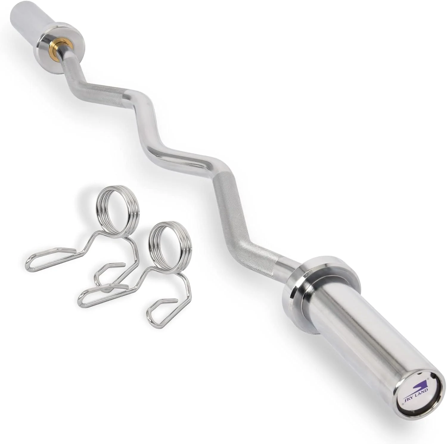 میله هالتر خمیده المپیک SKY LAND مدل زیگ زاگ 1.2 متری - روکش کروم EZ برای تمرینات دوسر بازو، سه سر بازو و قدرتی | میله هالتر وزنه برداری فولادی سنگین - EM-9265-ZIP