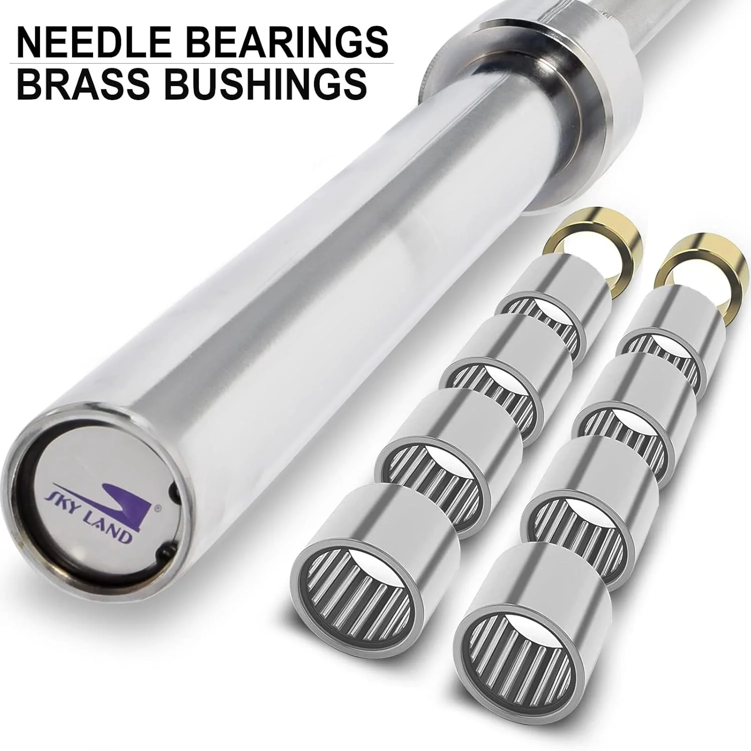 میله هالتر المپیک SKY LAND، میله هالتر فولادی جامد 1.2 متری با روکش کروم برای پاورلیفتینگ و وزنه برداری المپیک، سازگار با صفحات وزنه 5 سانتی متری - EM-9265-Rod-1.2