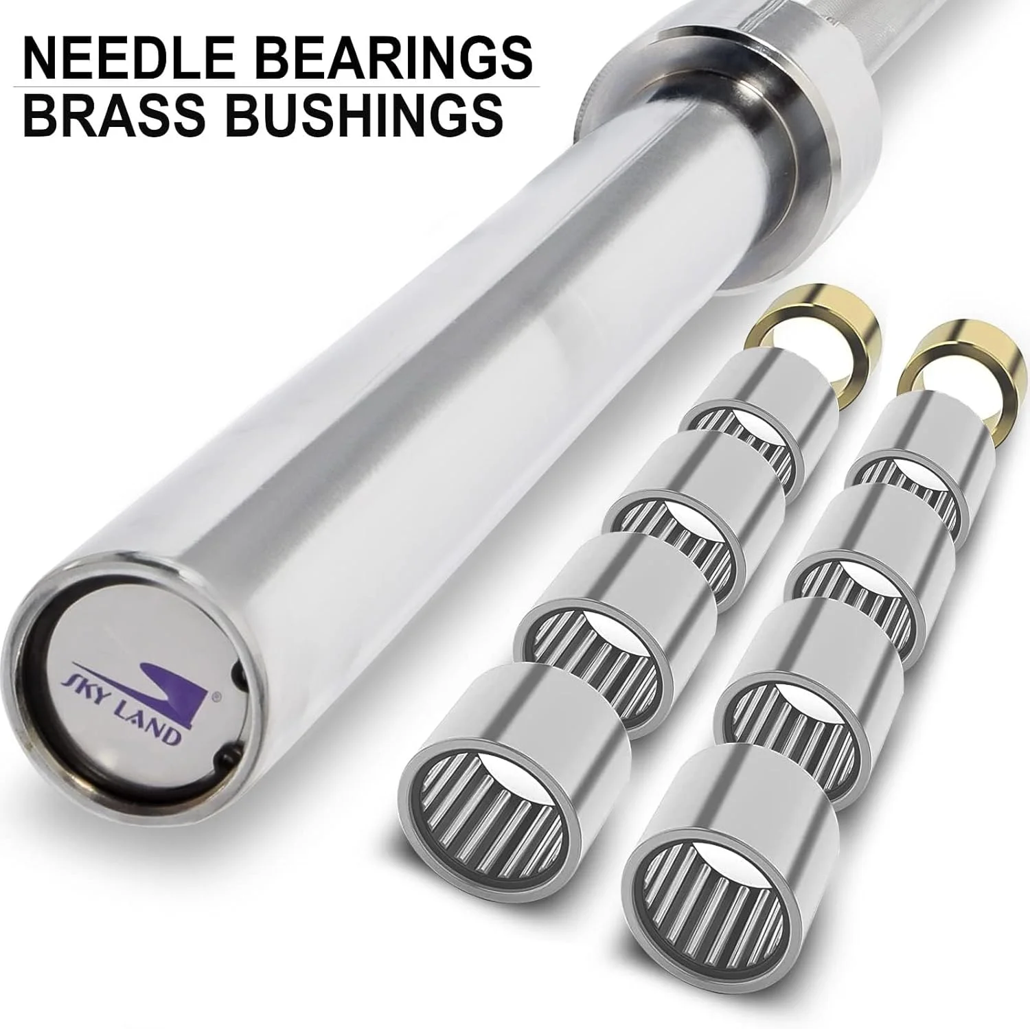 میله هالتر المپیک اسکای لند 2.2 متری - میله وزنه برداری فولادی سنگین | میله هالتر المپیکی با قطر 30 میلی متر برای تمرینات قدرتی، پاورلیفتینگ و باشگاه خانگی | روکش کروم - EM-9265-2.2