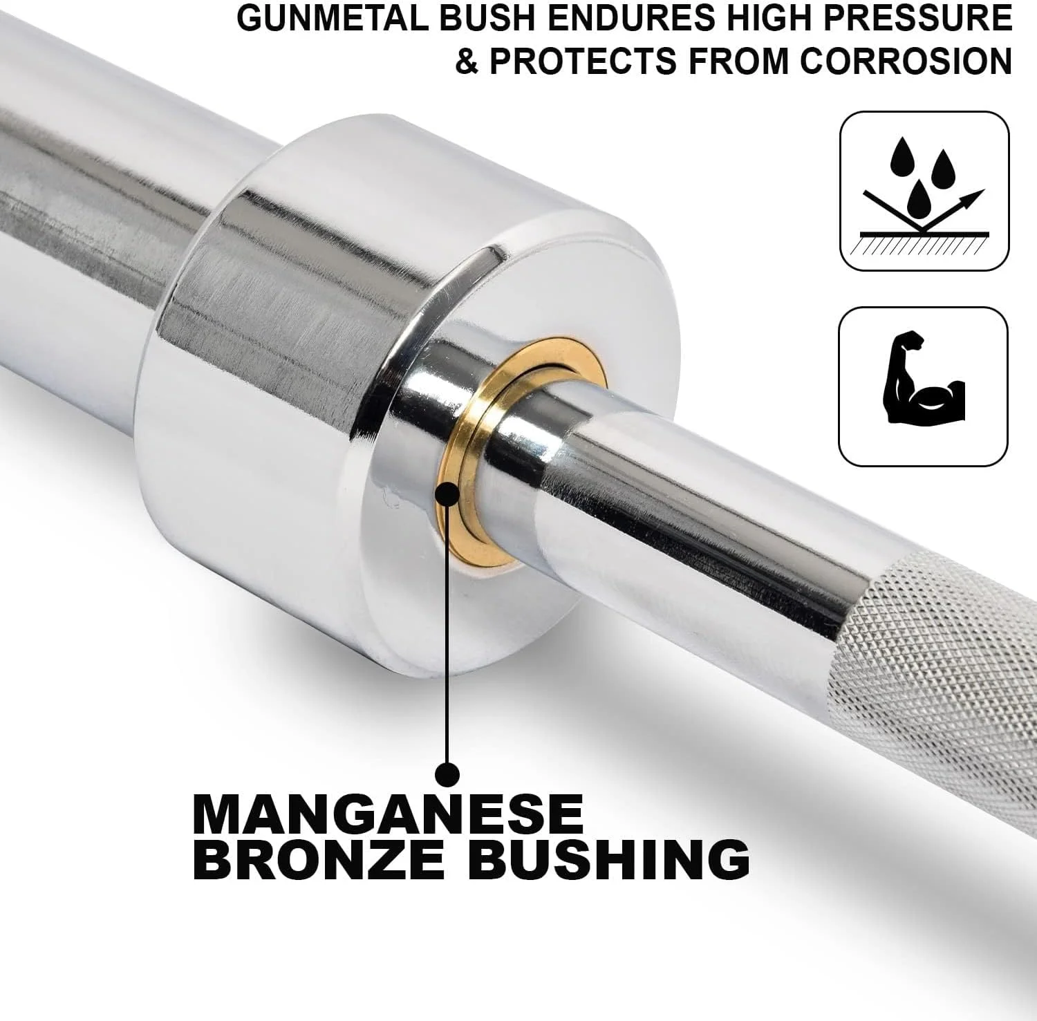 میله هالتر المپیک اسکای لند 2.2 متری - میله وزنه برداری فولادی سنگین | میله هالتر المپیکی با قطر 30 میلی متر برای تمرینات قدرتی، پاورلیفتینگ و باشگاه خانگی | روکش کروم - EM-9265-2.2