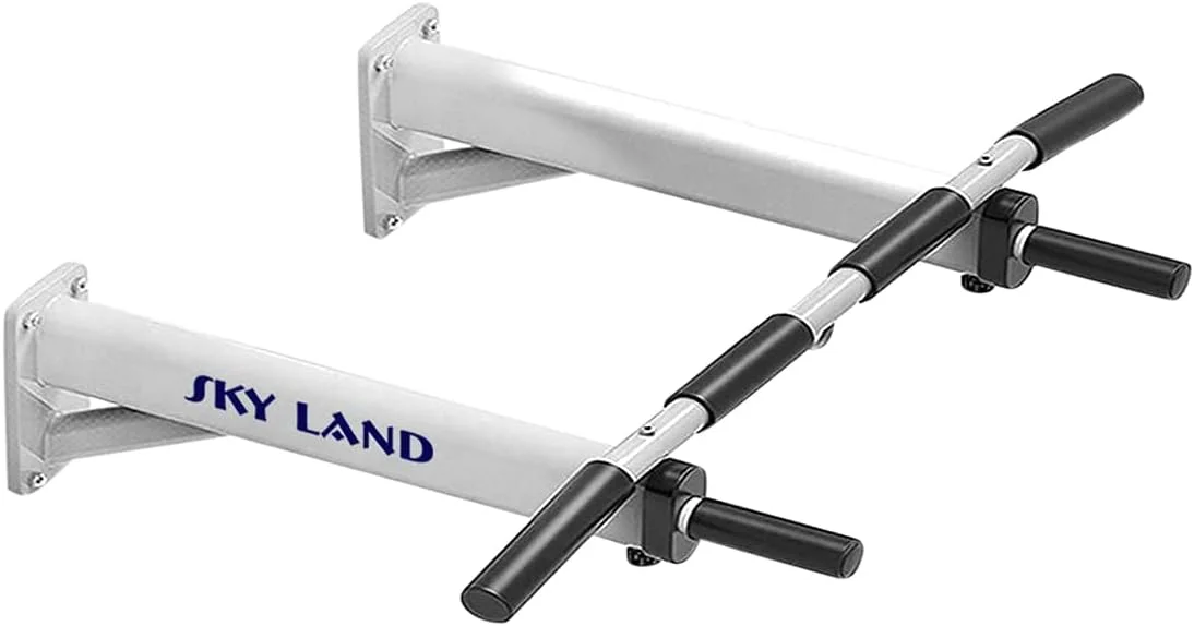 بارفیکس دیواری چند منظوره SKY LAND مدل EM-1199 مناسب برای تمرینات ورزشی در خانه، فولاد سنگین، دستگیره های ضد لغزش، ایستگاه دیپ، تمرینات پا و بوکس - سفید، بزرگ