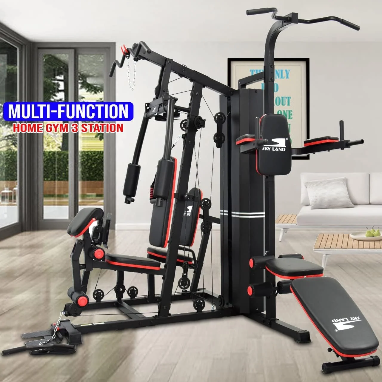 دستگاه چند منظوره بدنسازی خانگی SKY LAND، تک ایستگاهی، 2 ایستگاهی و 3 ایستگاهی، تجهیزات تمرین قدرتی، تمرین کل بدن و تجهیزات تناسب اندام عضله سازی
