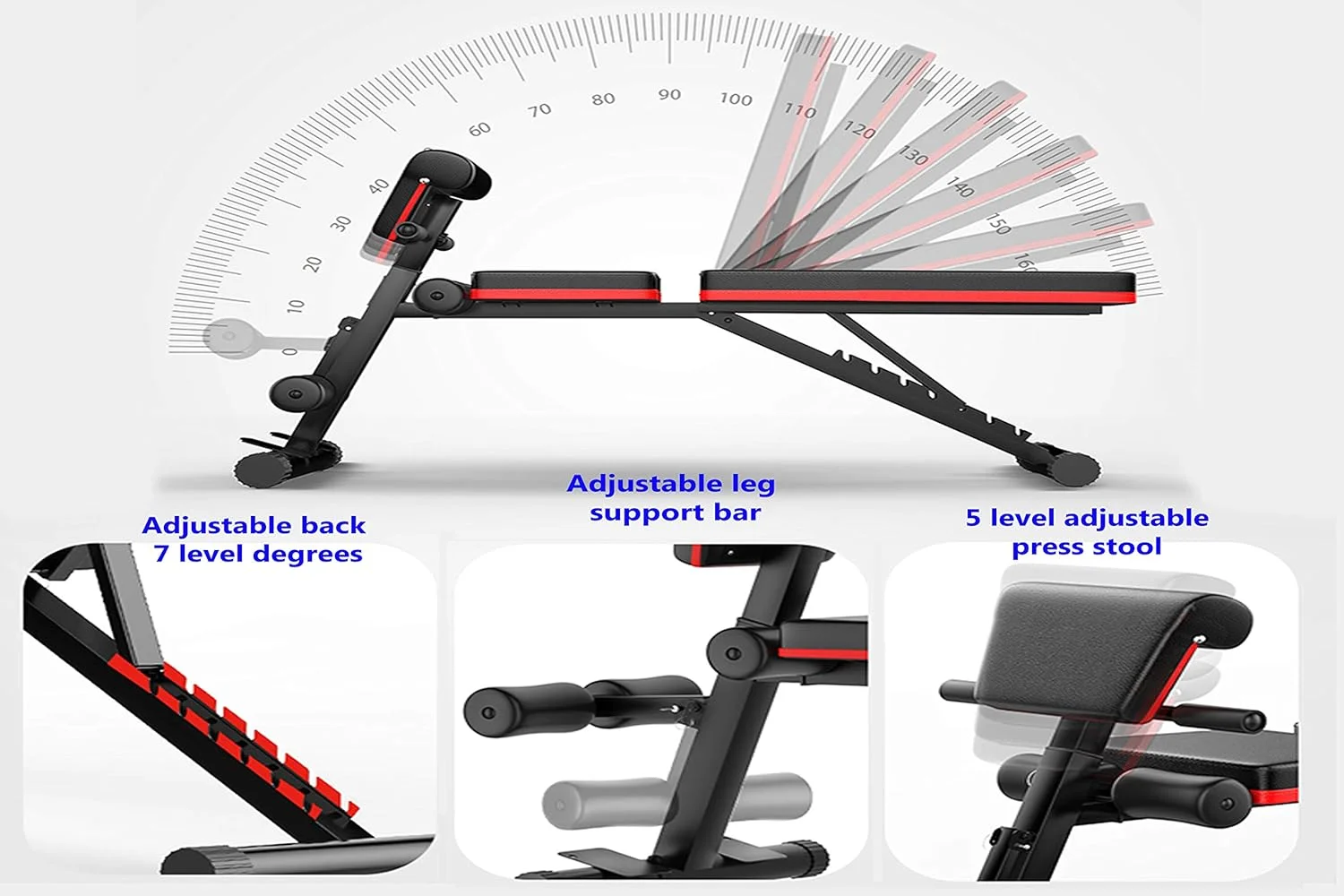 نیمکت وزنه چند منظوره و قابل تنظیم SKY LAND مدل EM 1857 به همراه طناب کششی الاستیک، مشکی