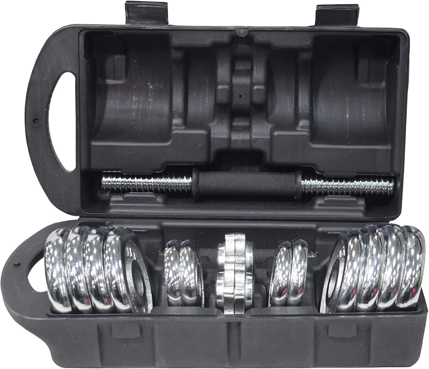 ست دمبل کروم SKY LAND برای تمرینات خانگی - دمبل های قابل تنظیم یونی‌سکس با جعبه، دسته ضد لغزش، صفحات مقاوم در برابر زنگ زدگی - EM-9227-15