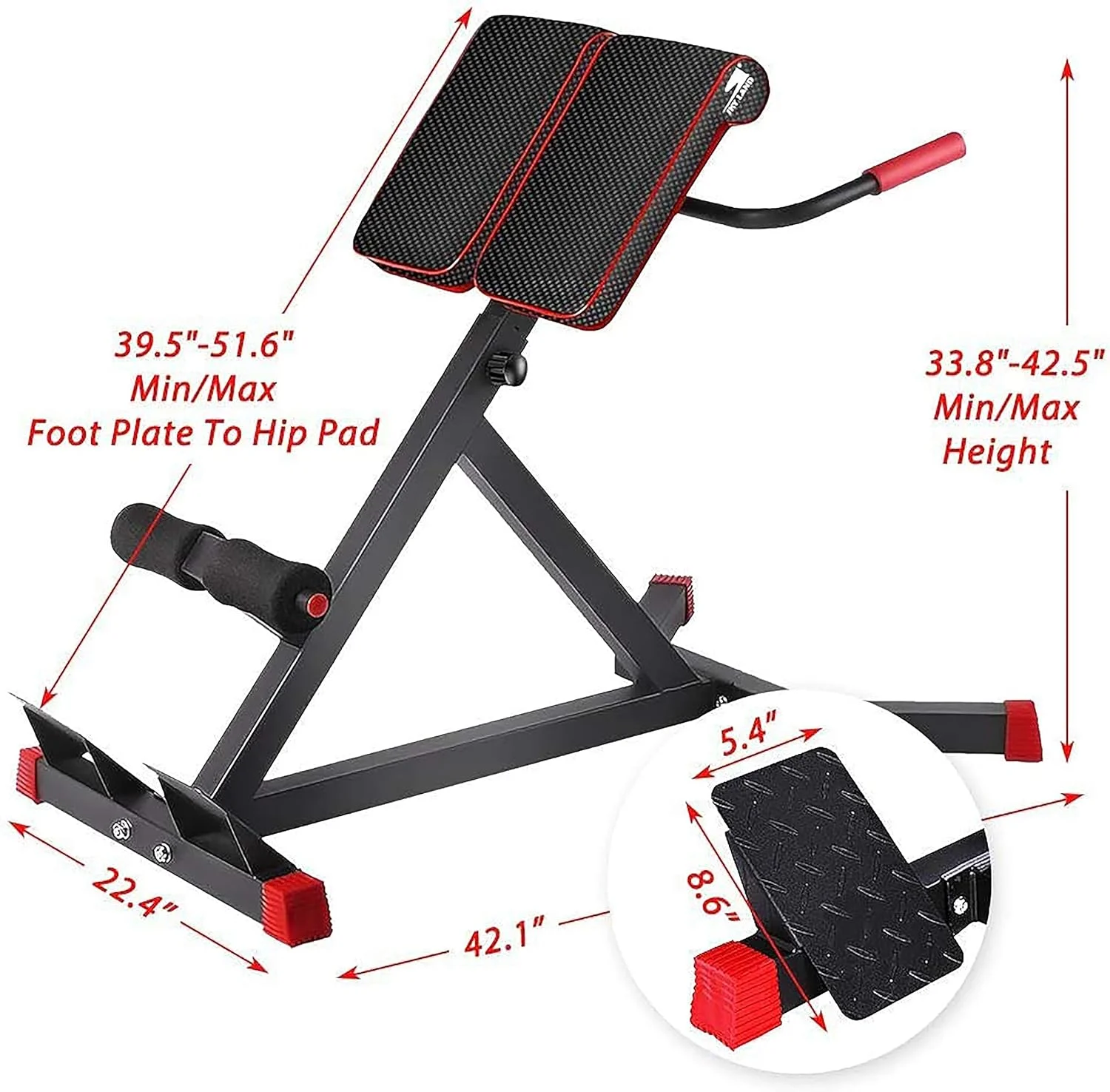 نیمکت رومی قابل تنظیم ارتفاع SKY LAND مدل EM-1850 - نیمکت تمرین قدرتی چند منظوره برای باشگاه خانگی، مشکی/قرمز