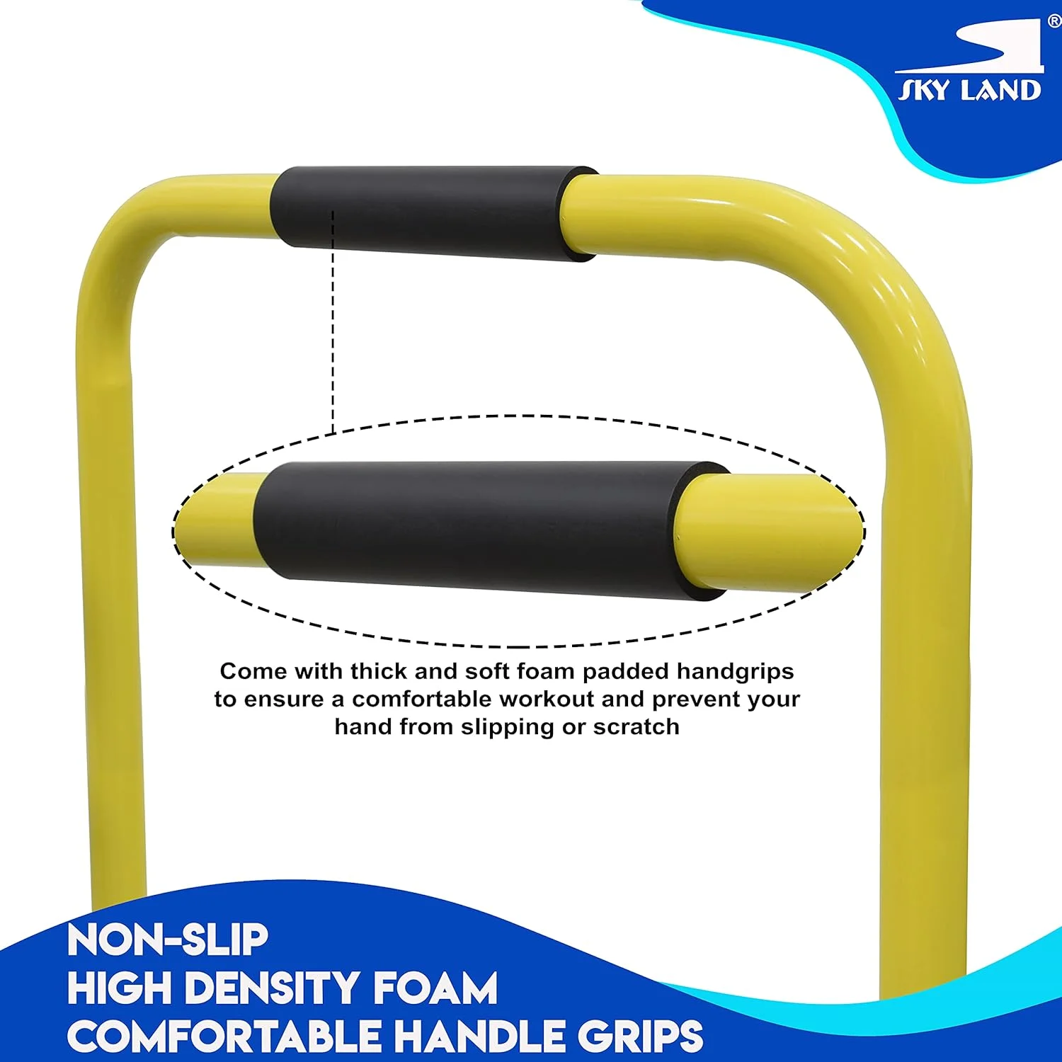 میله پارالل چند منظوره قابل حمل و تنظیم ارتفاع SKY LAND مدل EM1860، مناسب برای تمرینات خانگی، حداکثر وزن کاربر 200 کیلوگرم، زرد