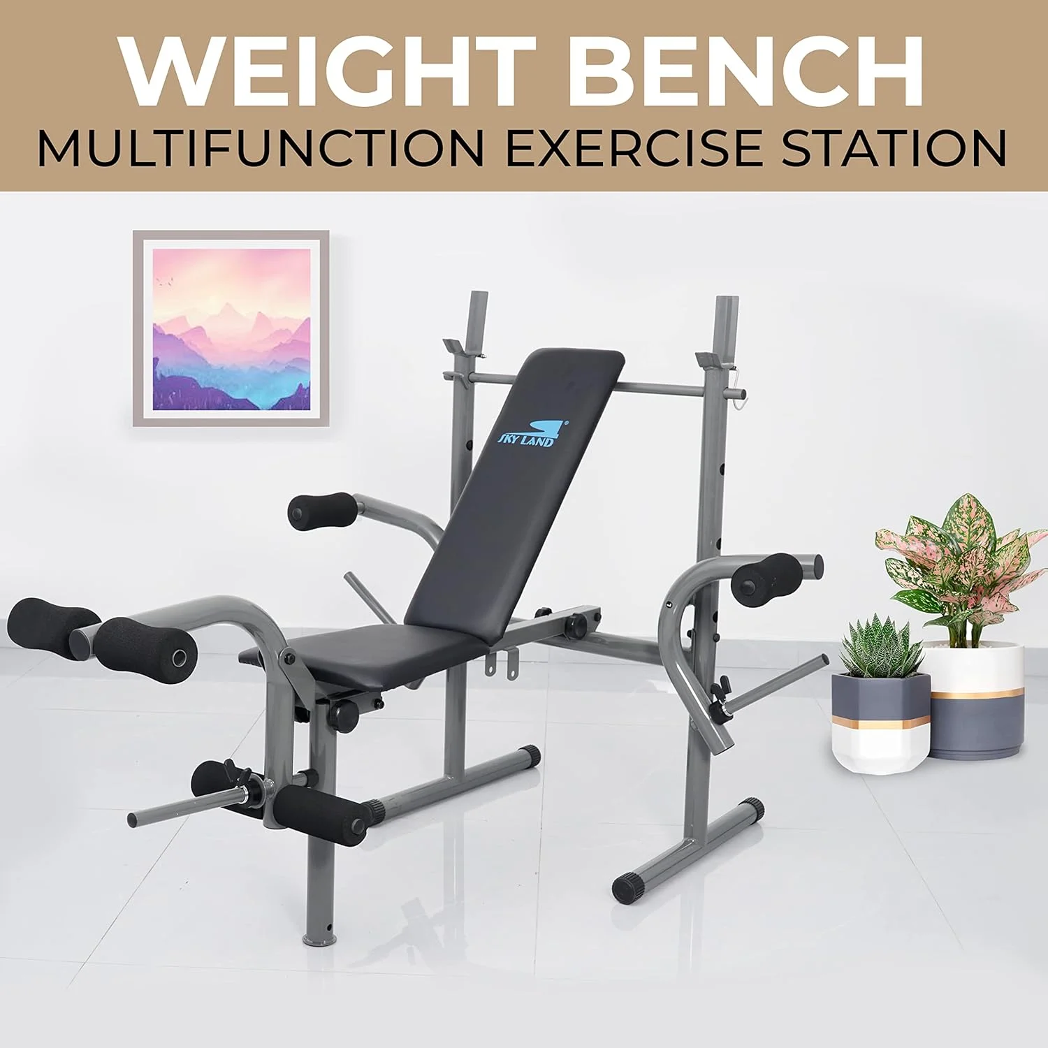 نیمکت چند منظوره تمرینات ورزشی خانگی اسکای لند (وزنه ها شامل نمی شوند)