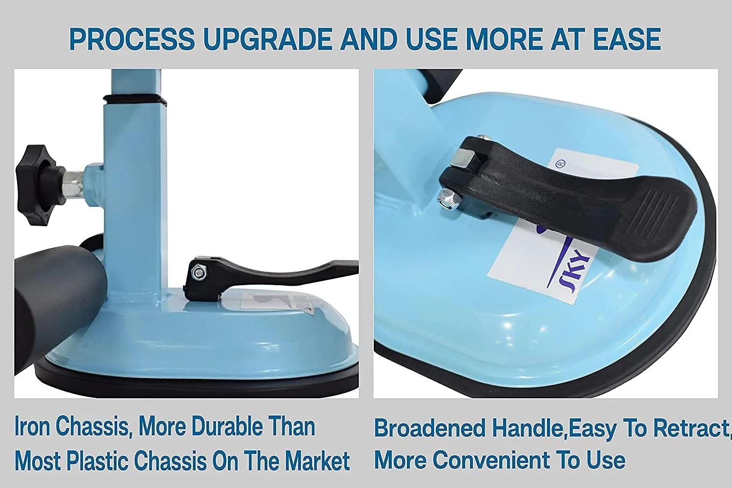 میله دراز و نشست قابل حمل SKY LAND، دستیار ارتقا یافته با مکش خودکار، دسته فوم ضد لغزش، میله پشتیبانی دو خطی برای تمرینات شکم، شنا، پلانک و تقویت عضلات مرکزی - آبی مدل EM-9345-B