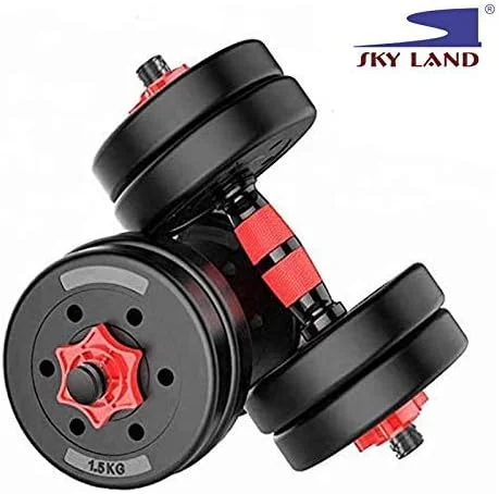 ست دمبل و هالتر 2 در 1 اسکای لند با صفحات وزنه قابل تنظیم، 20 کیلوگرم، صفحات روکش دار بادوام و میله اتصال برای تمرینات قدرتی - ست دمبل 20 کیلوگرمی EM-9269-20